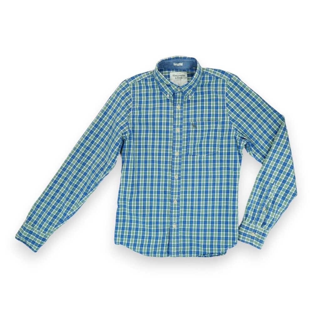 Abercrombie & Fitch New York Button Up Shirt Mens Large Muscle Plaid Long Sleeve